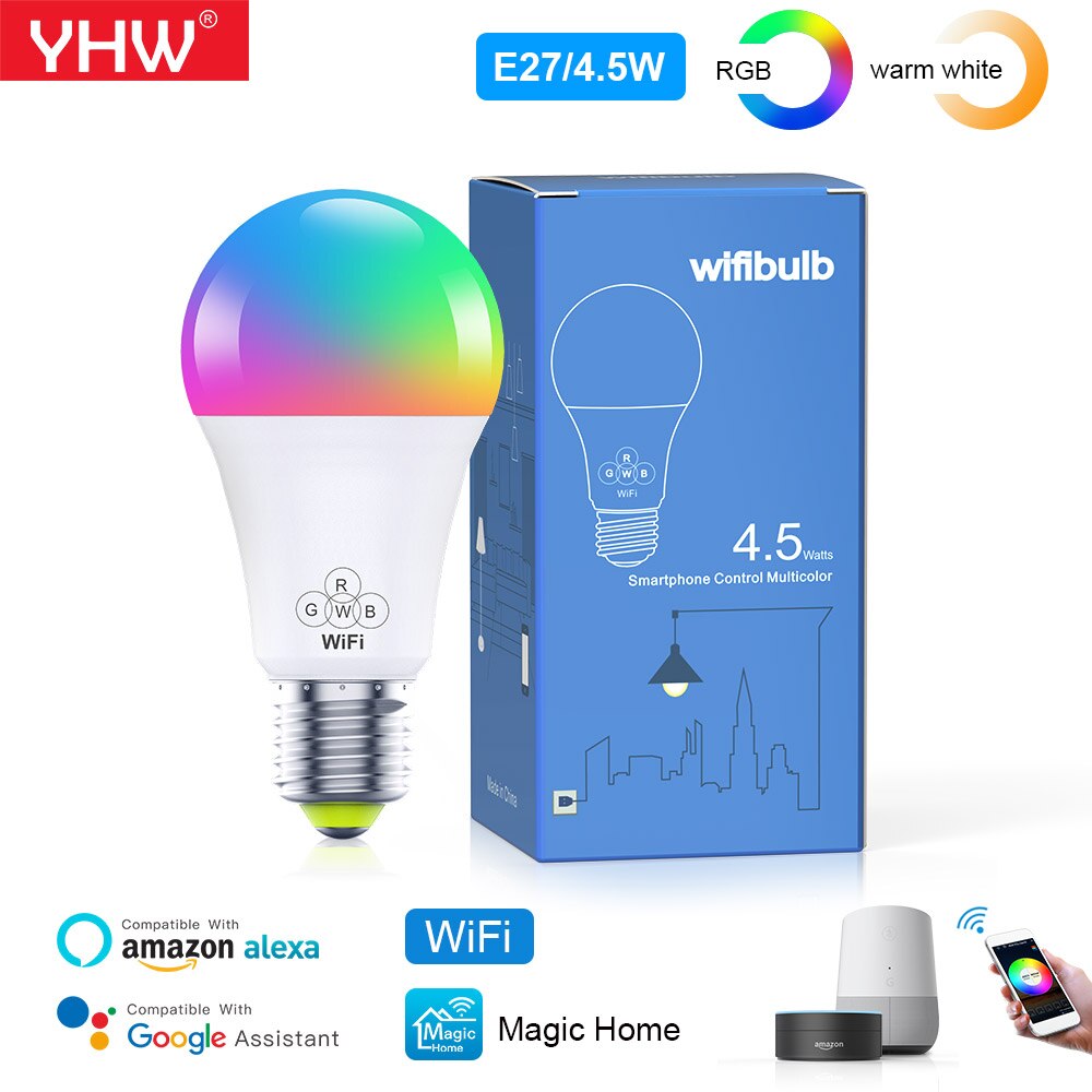 YHW 4.5W RGBW WiFi Ʈ E27 LED , پ ..